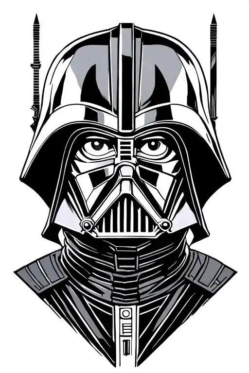 Anakin skywalker and Darth vader samurai warrior tattoo design idea