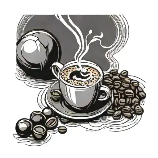Combine pool balls with coffee beans in a black and grey design tattoo design idea