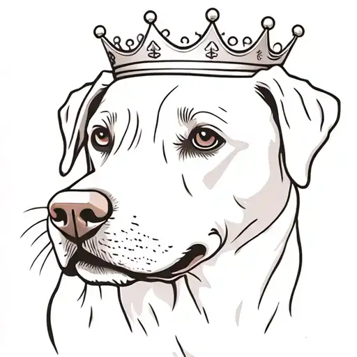 two Labrador dogs face with a crown tattoo design idea