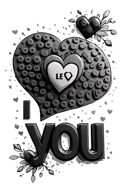 ASL for I love you made out of Lego bricks tattoo design idea