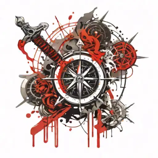 compass rose sword tattoo tattoo design idea