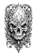 scrollwork filigree baroque tattoo design idea