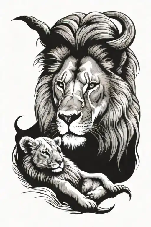 lion laying with lamb looking for a tattoo tattoo design idea
