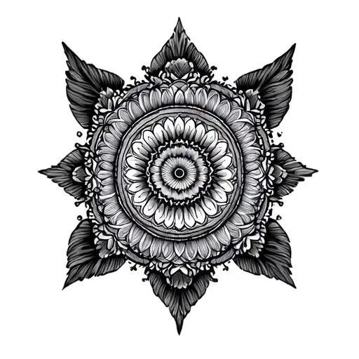 American Black And Grey mandala design tattoo design idea