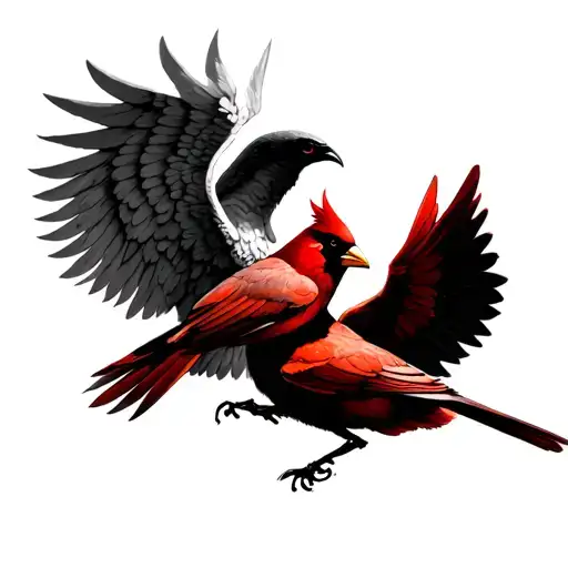 arch angel michael and cardinal bird tattoo design idea