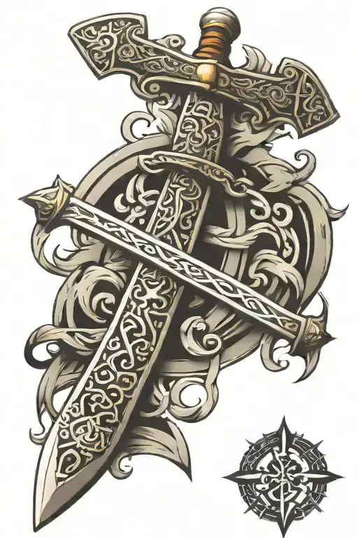 viking sword tattoo design idea