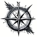 🧭 IntentionalityMatthew 6:33 – “Seek first”➝ Minimal compass➝ Kingdom cross replacing true north tattoo design idea