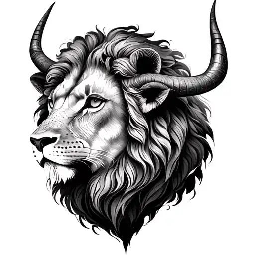 Leo combined with Taurus zodiac symbol tattoo design idea