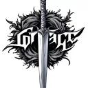 GRACE written on a sword tattoo design idea