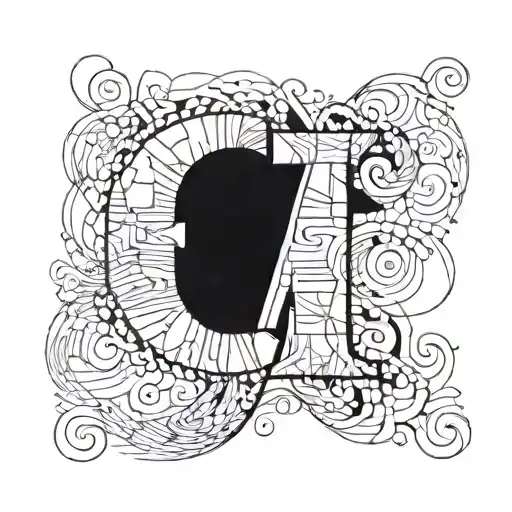 abstract design with the letters GH PB and 222 numbers tattoo design idea