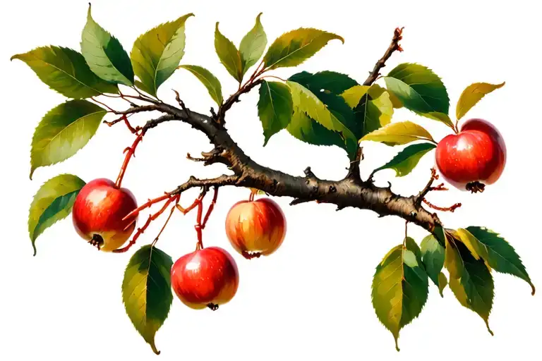 tree branch with crabapple tattoo design idea