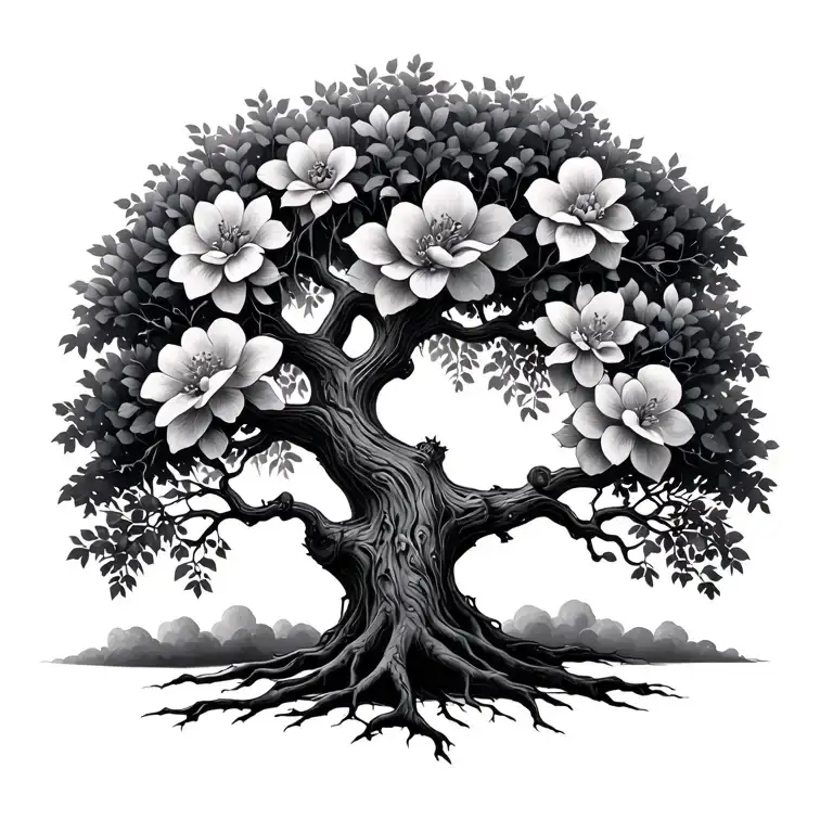family tree growing tattoo design idea