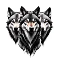 three wolves facing front view tattoo design idea