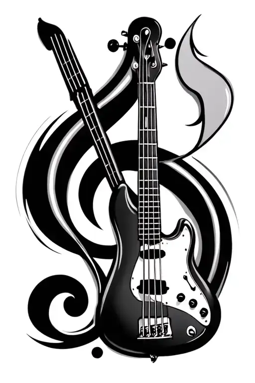fender bass guitar and bass clef tattoo design idea