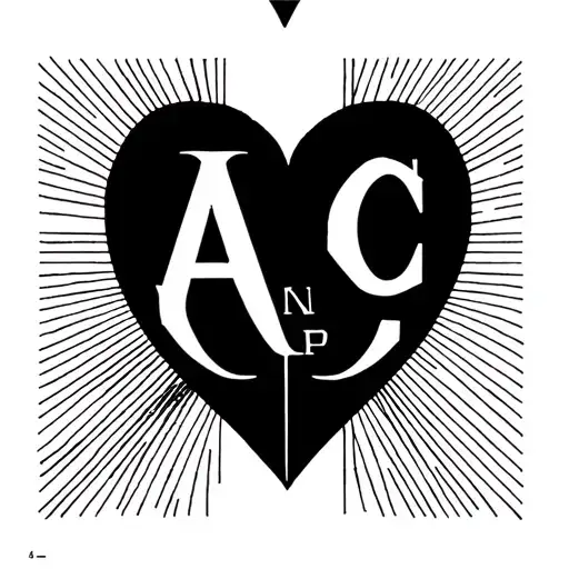 heart with the initials A C H P Lovecraft tattoo design idea