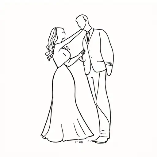 couple dancing together with wedding date tattoo tattoo design idea