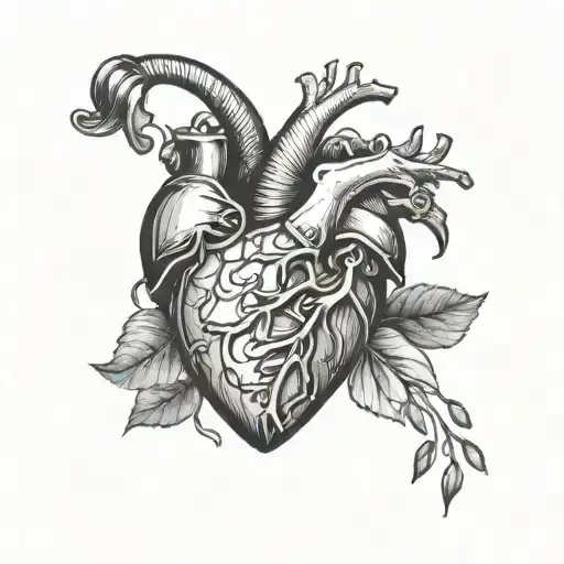 human heart and music tattoo design idea