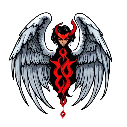 angel and devil wings tattoo design idea