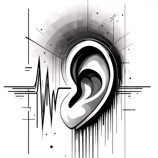 futuristic tattoo for the outer forearm. It features a geometric heartbeat line that flatlines into a ear with a tear  tattoo design idea