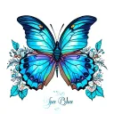 psychedelic Blue Butterfly tattoo design idea