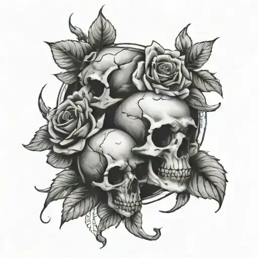 Skulls Roses and if you go I wanna go with you tattoo design idea