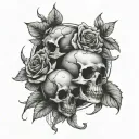 Skulls Roses and if you go I wanna go with you tattoo design idea