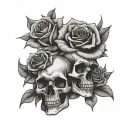 Skulls Roses and if you go I wanna go with you tattoo design idea