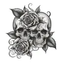 Skulls Roses and if you go I wanna go with you tattoo design idea