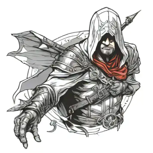 arm tattoo Assassin's creed mixed with nintendo icons character  tattoo design idea