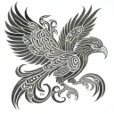 manly tribal phoenix, simple, tattoo design idea