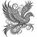 manly tribal phoenix, simple, tattoo design idea