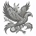 manly tribal phoenix, simple, tattoo design idea