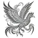 manly tribal phoenix, simple, tattoo design idea