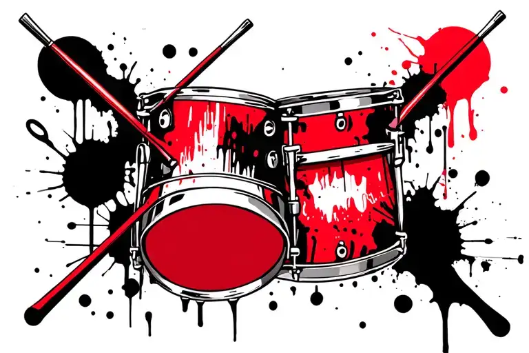 SNARE DRUM and sticks crossed tattoo design idea