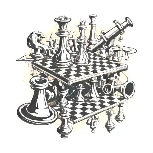 trumpet and piano combined Chess piece tattoo design idea