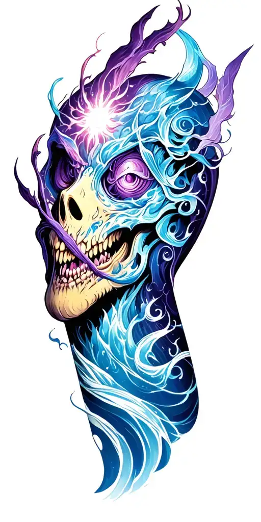 i want the tattoo to be inspired by magic the gathering cards. it should be a left arm full sleeve tattoo tattoo design idea