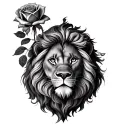 Lion Clock Rose Aslan Standing Side tattoo design idea