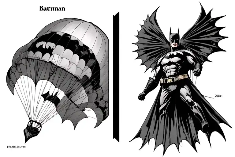Military parachuting patent and Batman Batman Batman tattoo design idea