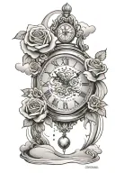 roses sand clock akatsuki clouds tattoo design idea