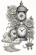 roses sand clock akatsuki clouds tattoo design idea