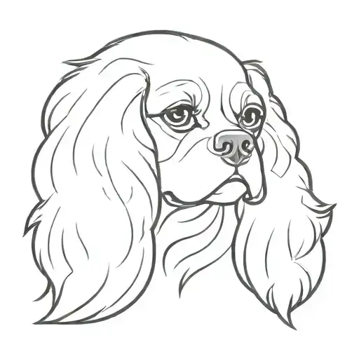cavalier King Charles spaniel with a cat  tattoo design idea