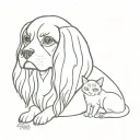 cavalier King Charles spaniel with a cat  tattoo design idea