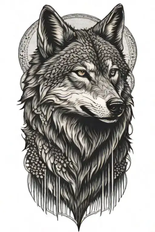 wolf standing tattoo design idea
