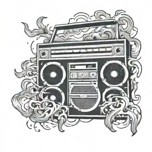 boombox with smoke tattoo design idea