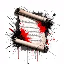 scroll of paper and feather quill pen writing tattoo design idea