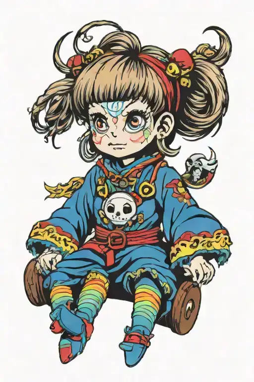 rainbow brite voodoo doll tattoo design idea