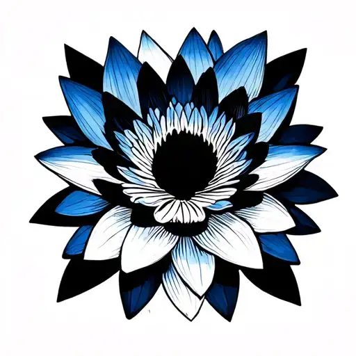 blue water lily tattoo design idea