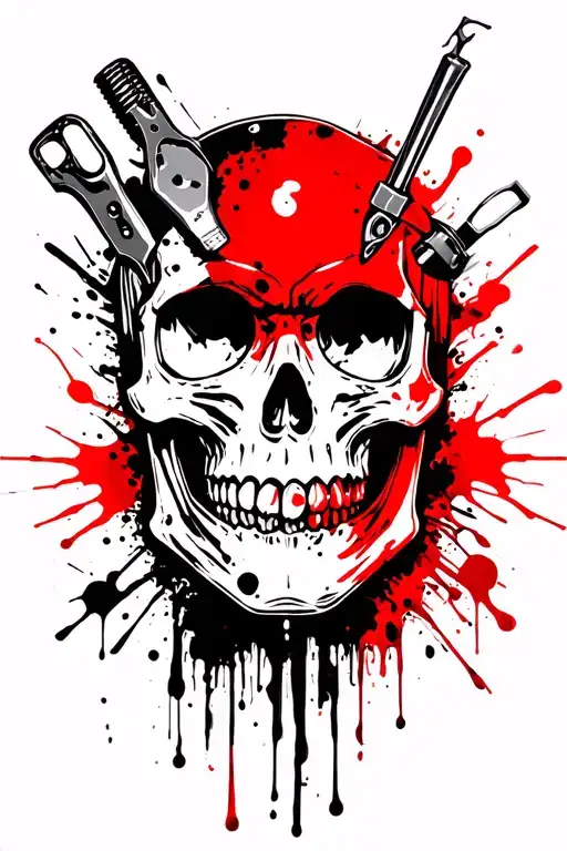 welding skull tools tattoo design idea