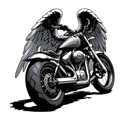 Motorcycle Angel tattoo design idea