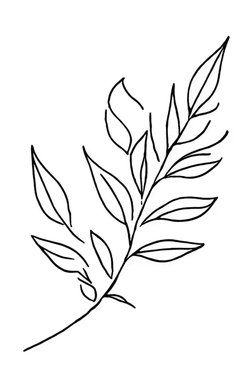 fine line stem and leaves tattoo design idea